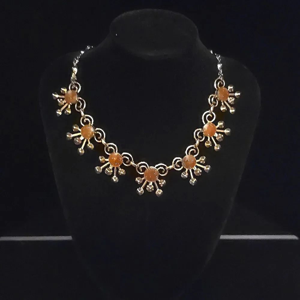 Vintage Choker from 1950's! Sandstone and Gold tone! EXCELLENT CONDITION